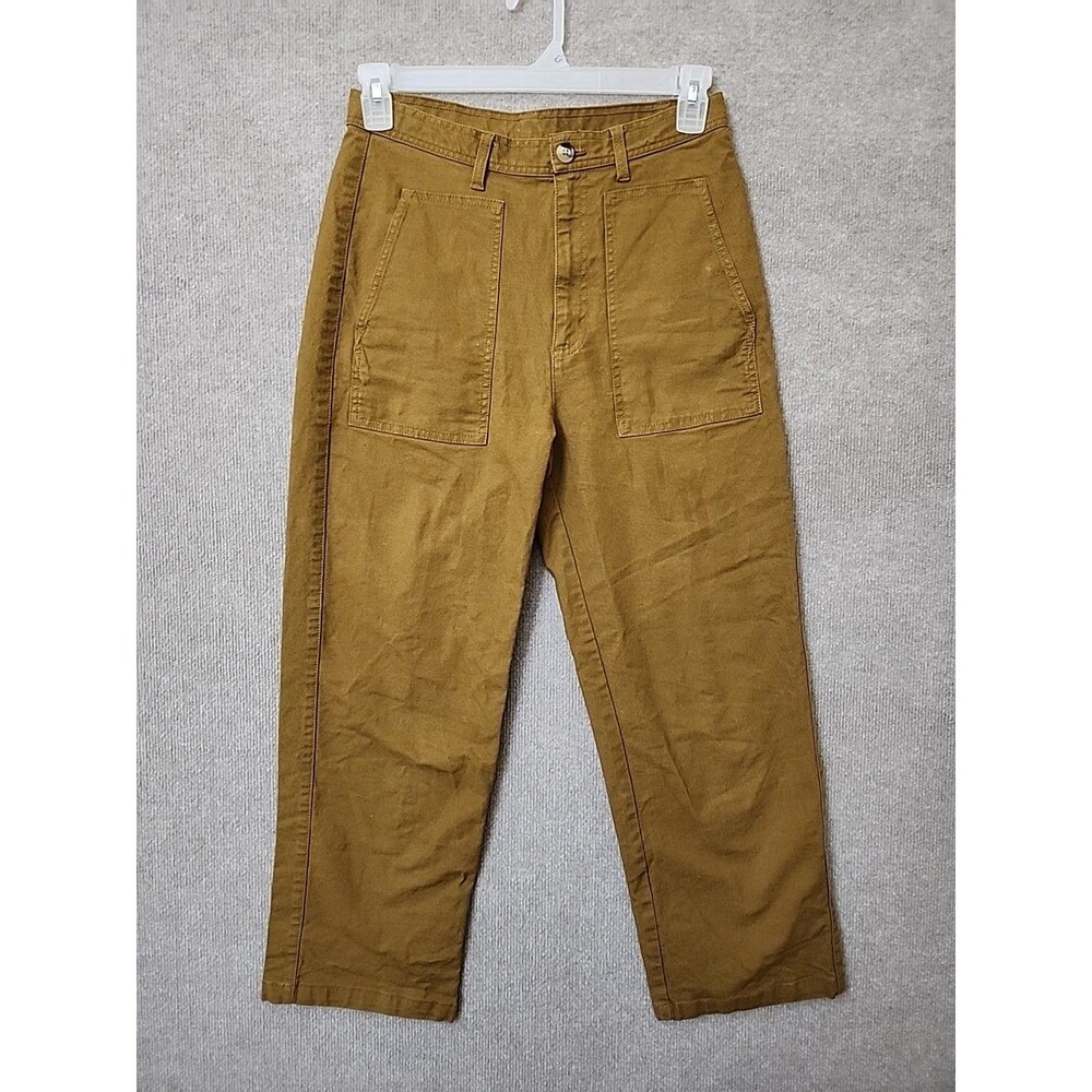 KAVU Canvas Pants Womens 8 Brown Patch Pockets Hiking Outdoors Stretch Cotton